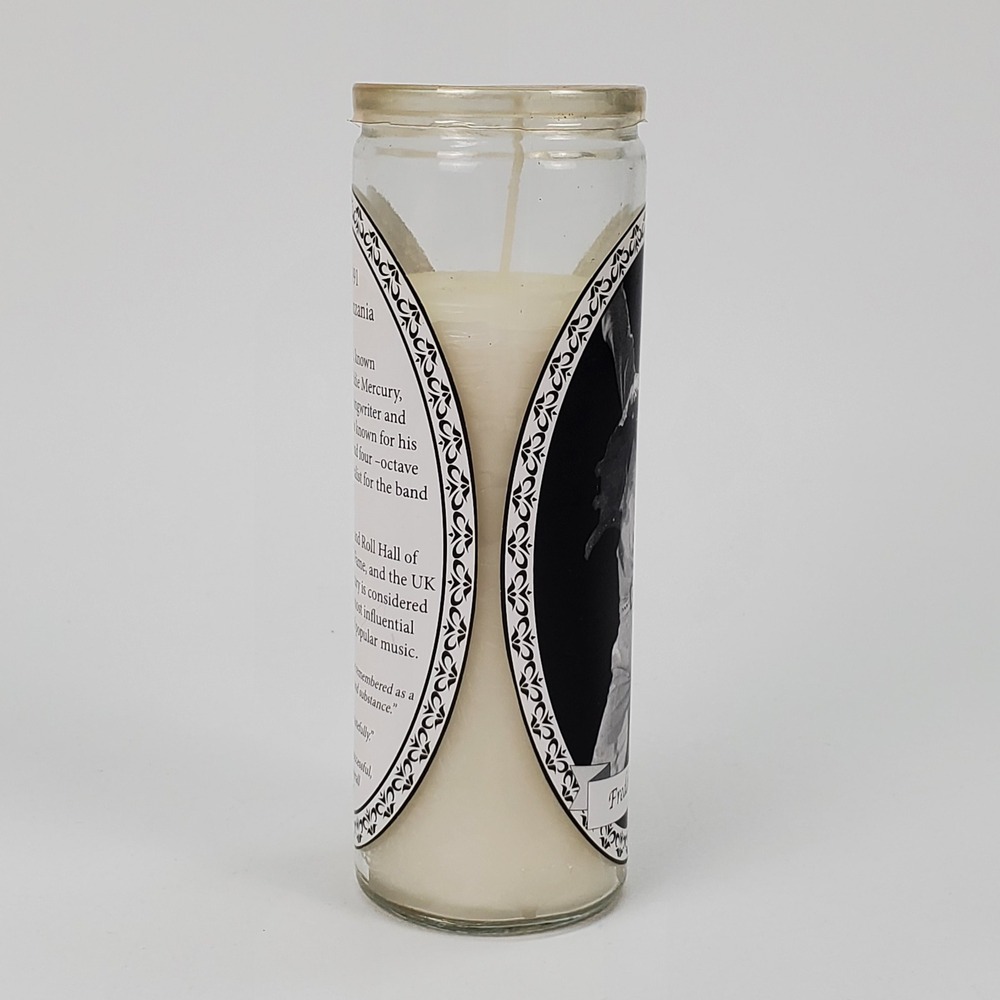 Freddie Mercury Queen Rock Legend Prayer Candle 8 Inch Glass Jar White Wax - Picture 4 of 6